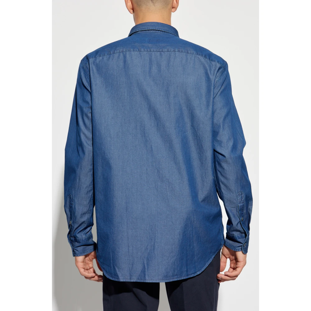 Brioni Katoenen overhemd Blue Heren