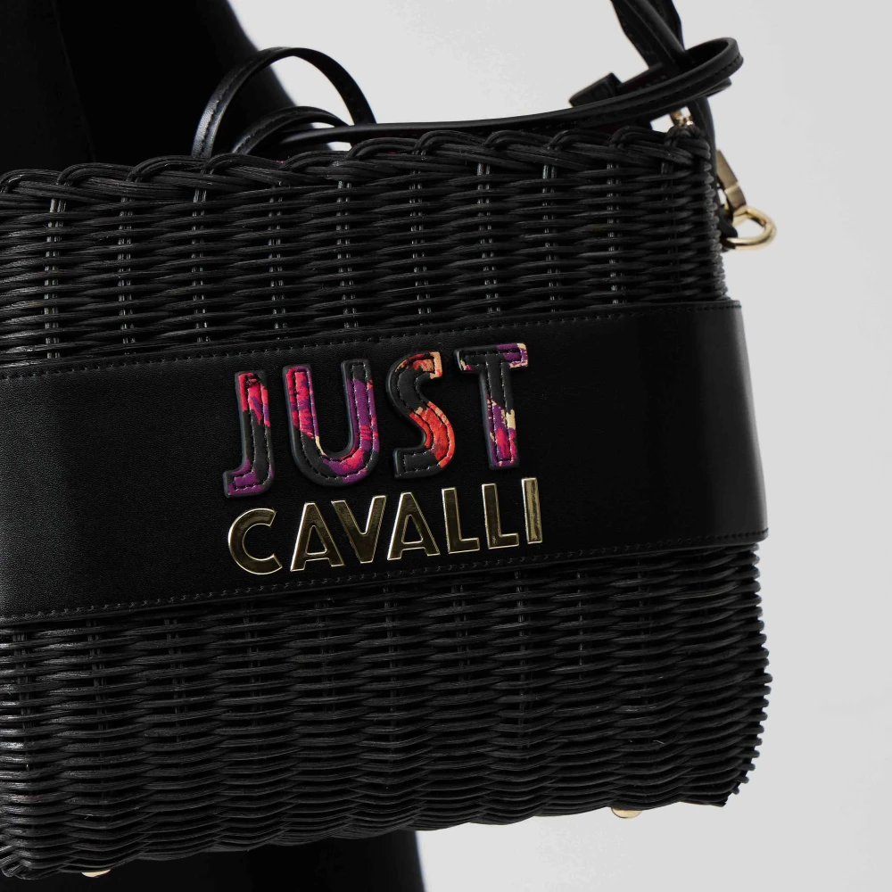 Just Cavalli Gevlochten Logo Emmer Tas Black Dames