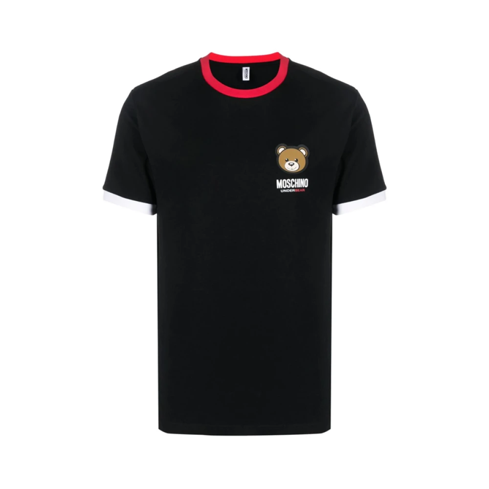 Moschino Zwart Logo Patch Contrast Trim T-Shirt Black Heren