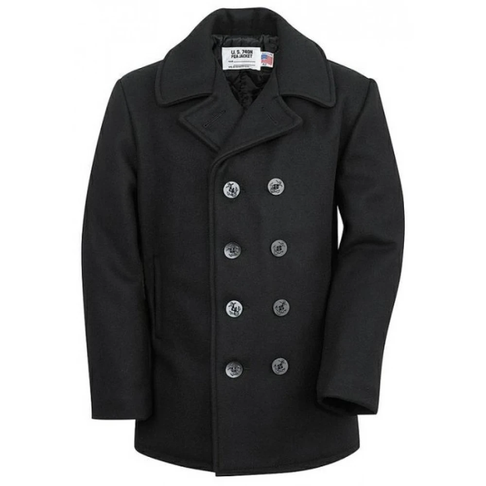 Schott NYC U.s. Navy Peacoat Black Heren