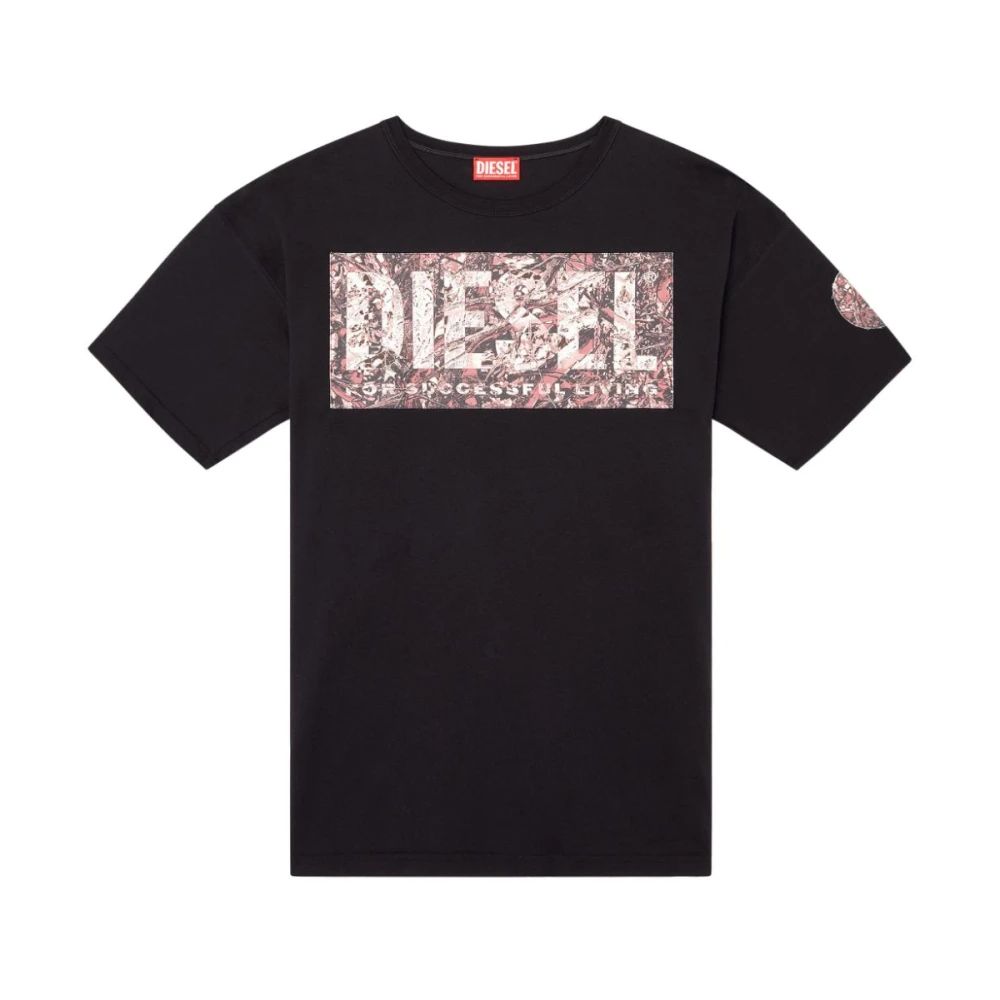 Diesel Zwarte T-Adjust-R22 T-shirt met Logo Black Heren