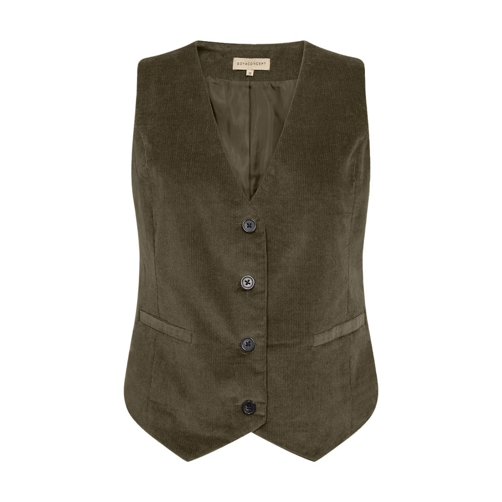 Soyaconcept Geribbeld Gilet Olijfgroen Green Dames