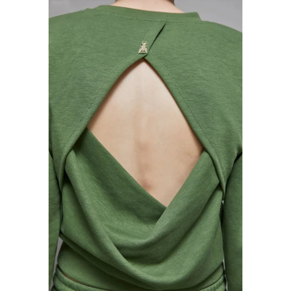 PATRIZIA PEPE Levendige Katoenen Trui met Cut-Out Detail Green Dames