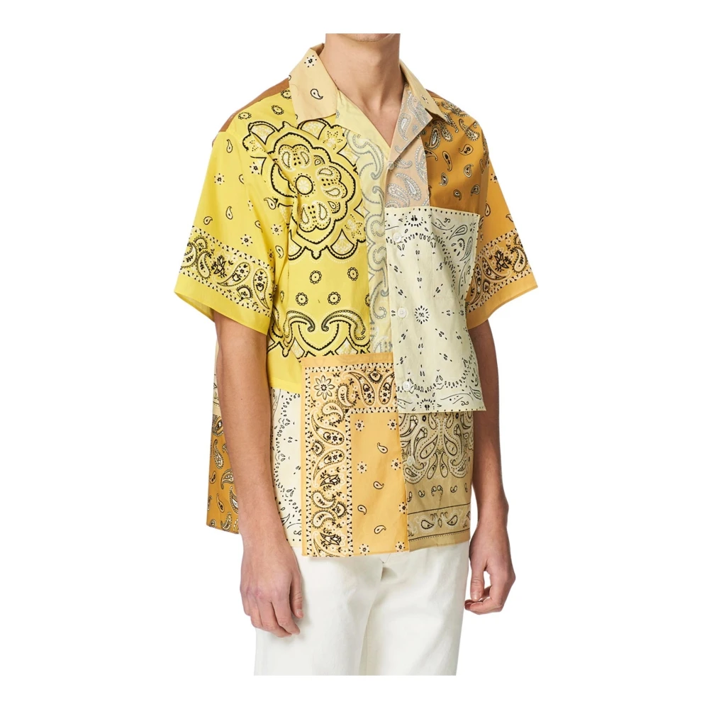Kenzo Bandana Print Korte Mouw Overhemd Yellow Heren