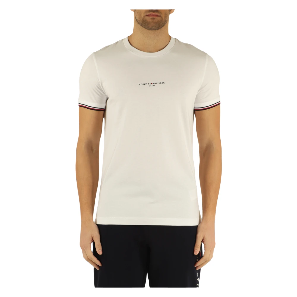 Tommy Hilfiger Slim Fit Katoenen T-shirt met Logo White Heren