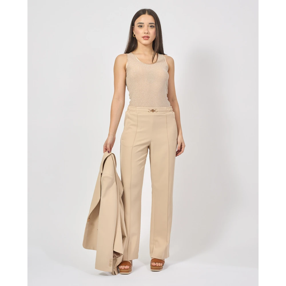 Fracomina Beige Bootcut Broek met Gouden Applicaties Beige Dames