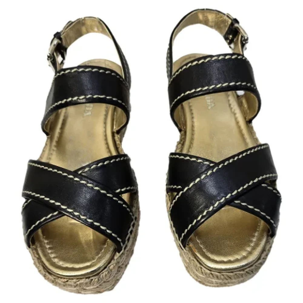 Prada Vintage Pre-owned Leather sandals Black Dames