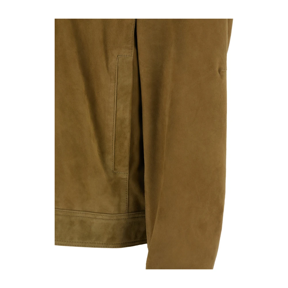 Arma Bruine Suède Jas met Klassieke Kraag Brown Heren