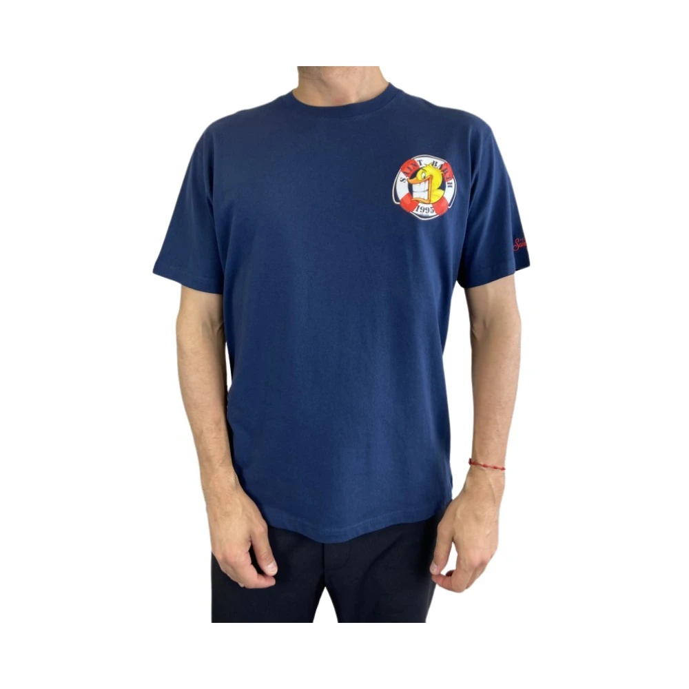 MC2 Saint Barth Eend Print Navy Blauw T-shirt Blue Heren