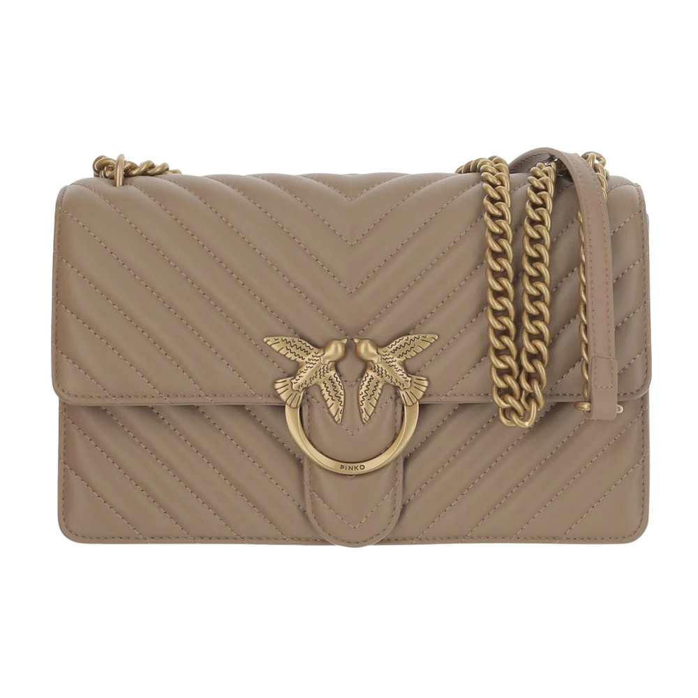 pinko Chevron Quilted Love Birds Schoudertas Beige Dames