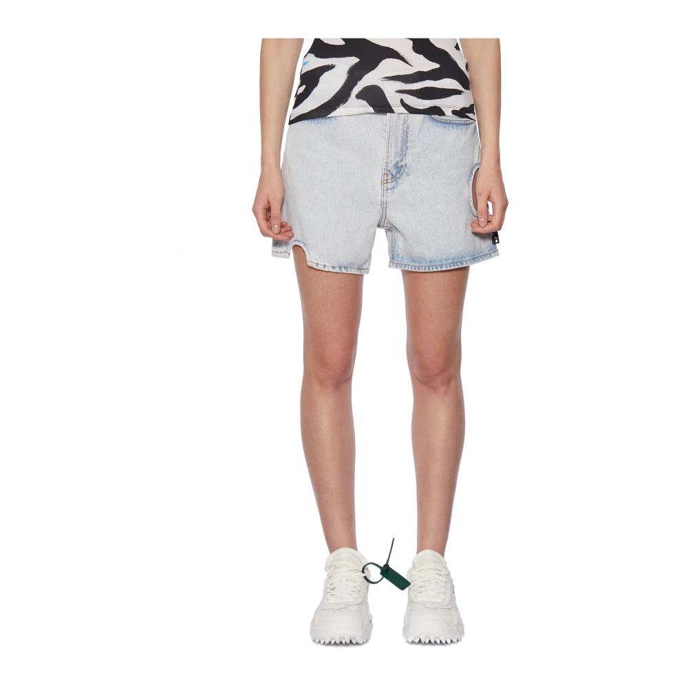 Off White Korte spijkerbroek Blue Dames