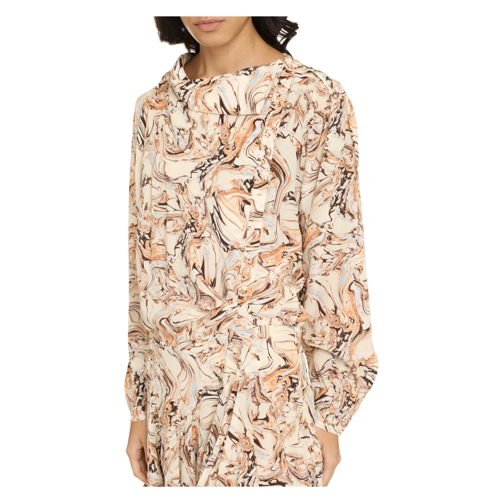 Isabel marant Zijden Jurk met Asymmetrische Sluiting Beige Dames