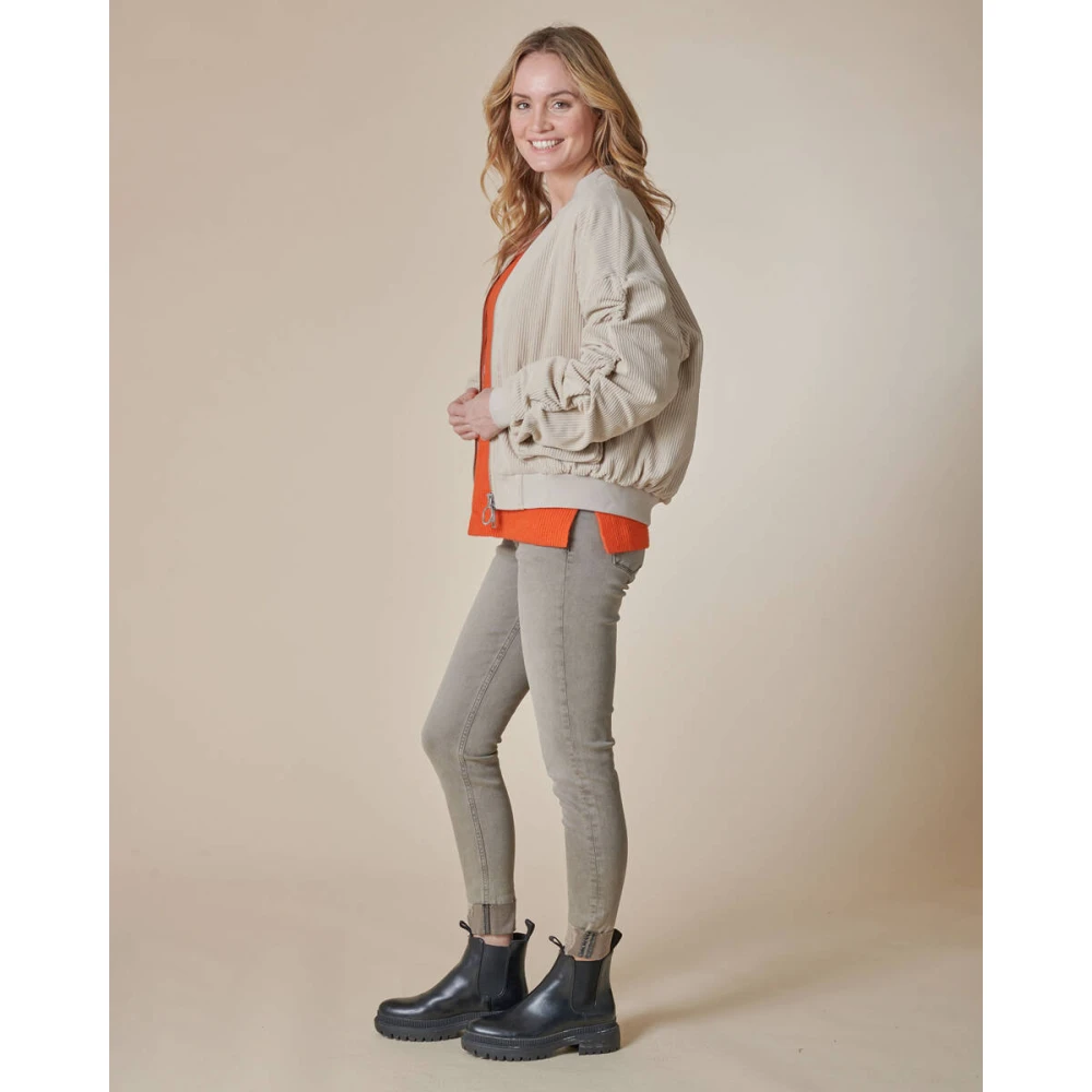 Zhrill Ribfluwelen Jas Zhalba Model N424444 Brown Dames