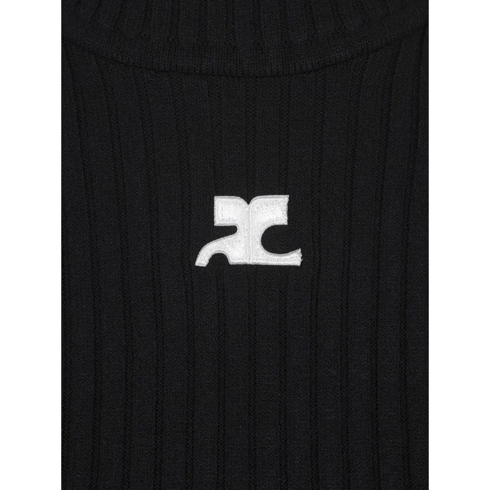 Courrèges Zwart Gebreid Trui Shirt Black Dames