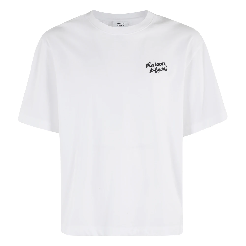 Maison Kitsuné Geborduurde Oversized Tee White Heren