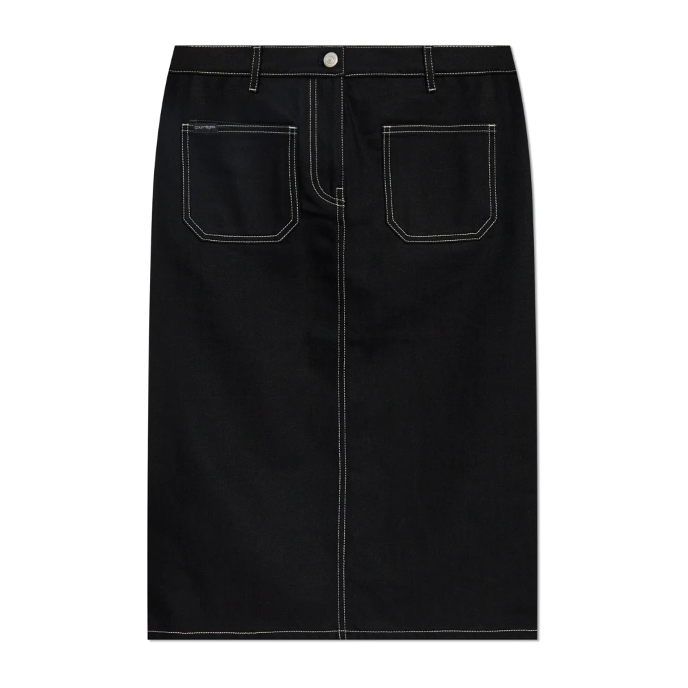 Courrèges Women's Black Denim Skirts,, Skirt With Pockets W27