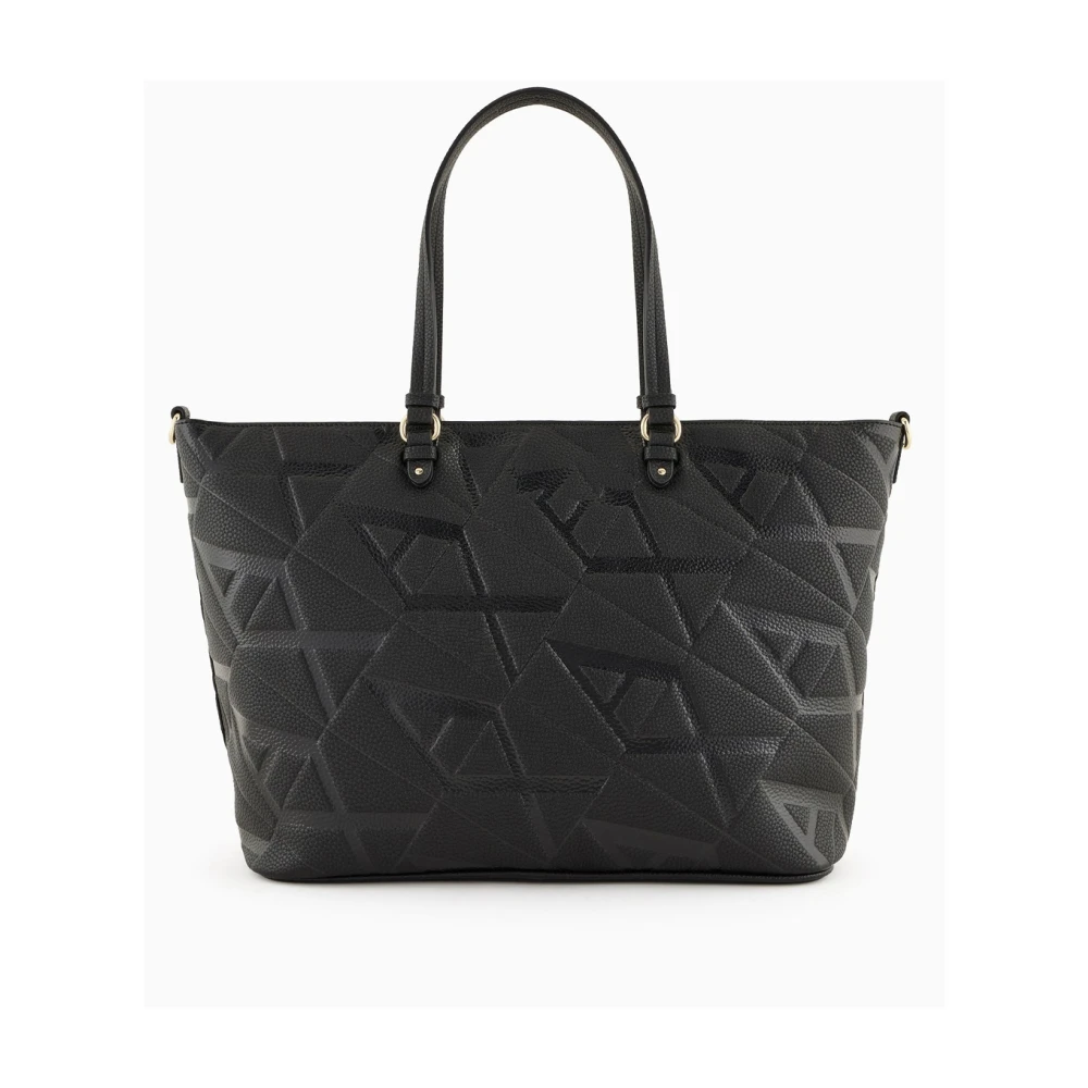 Armani Exchange Vierkante Zwarte Shopper Tas Black Dames