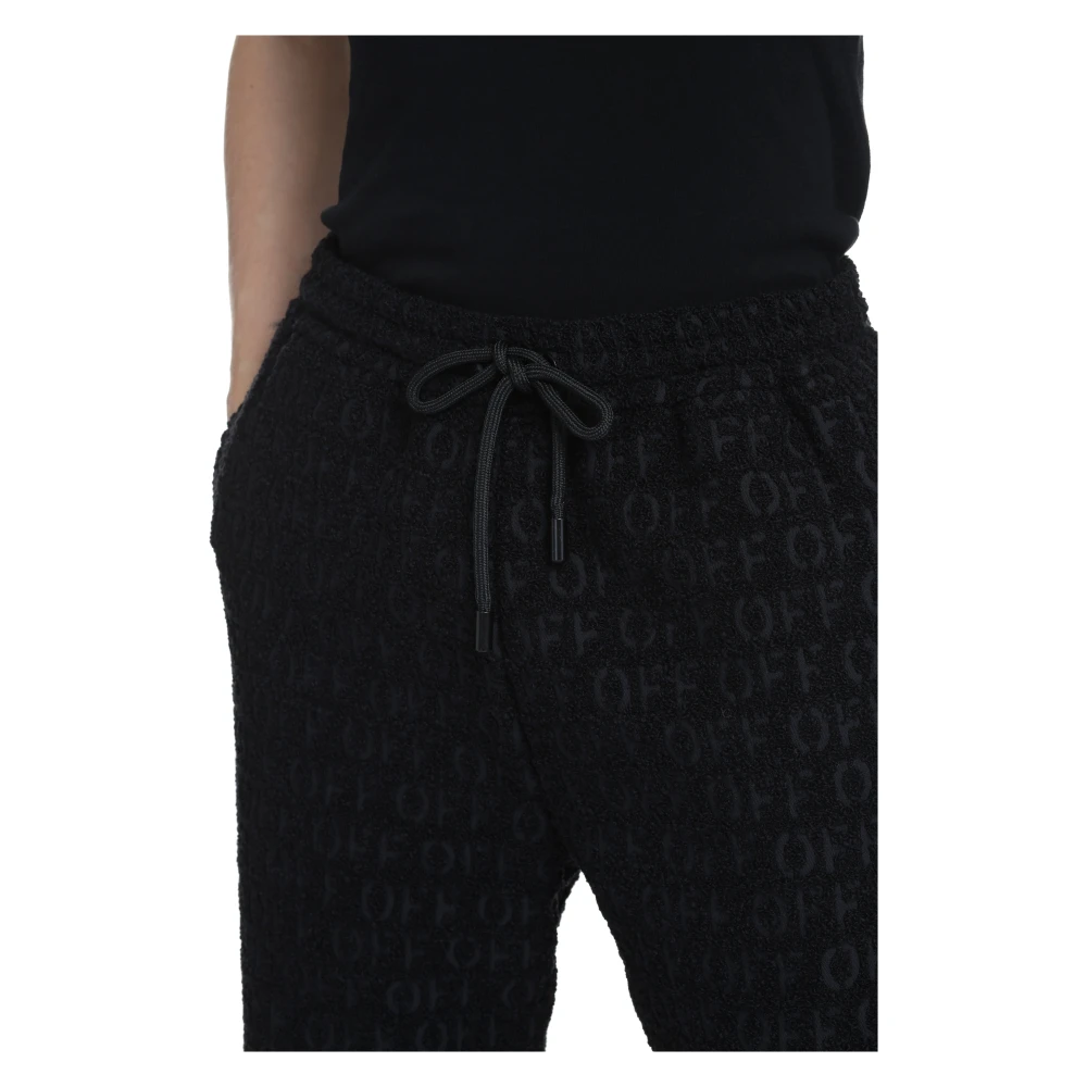 Off White Bouclé Gebreide Broek Black Heren