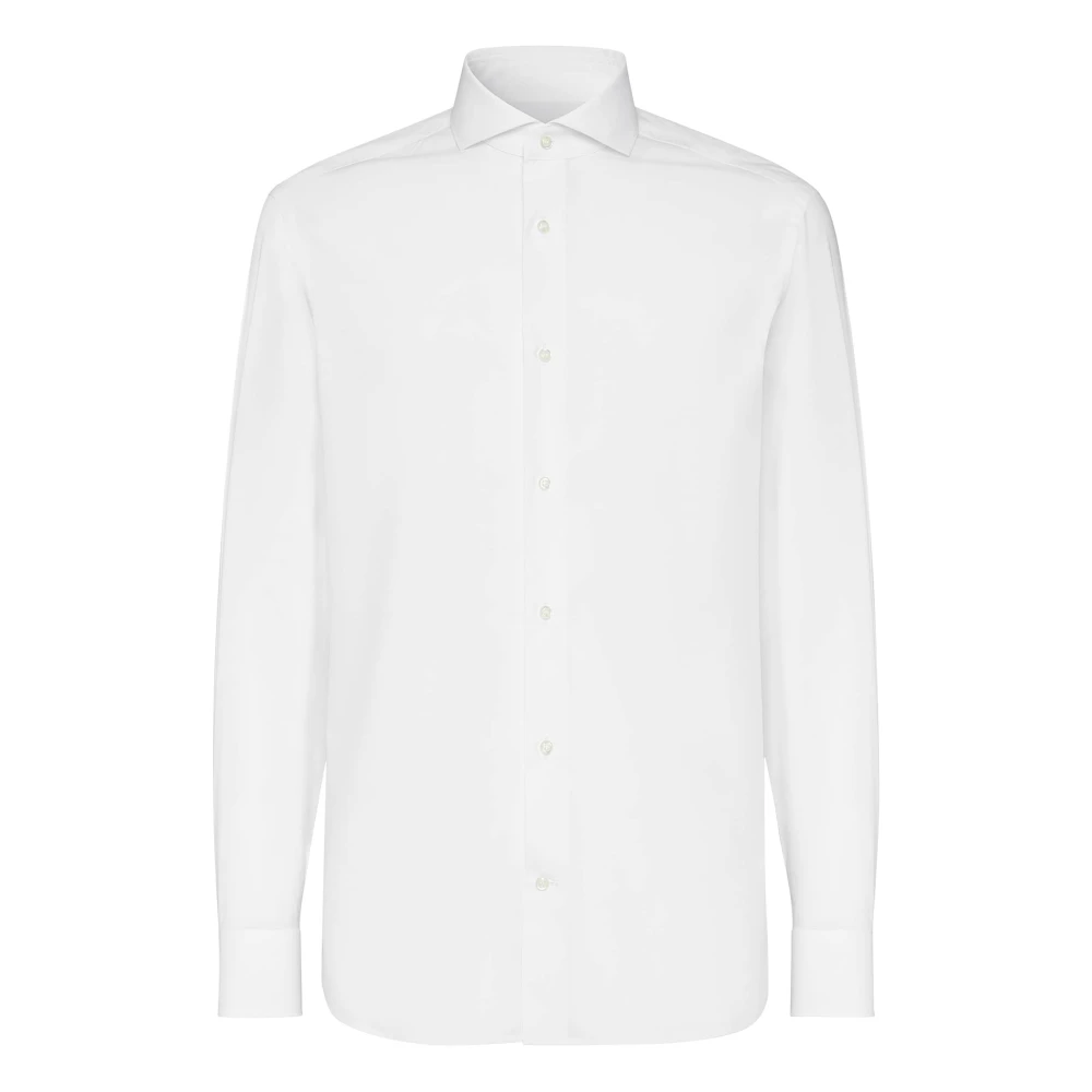Boggi Milano Popeline Napoli Kraag Overhemd Slim Fit White Heren