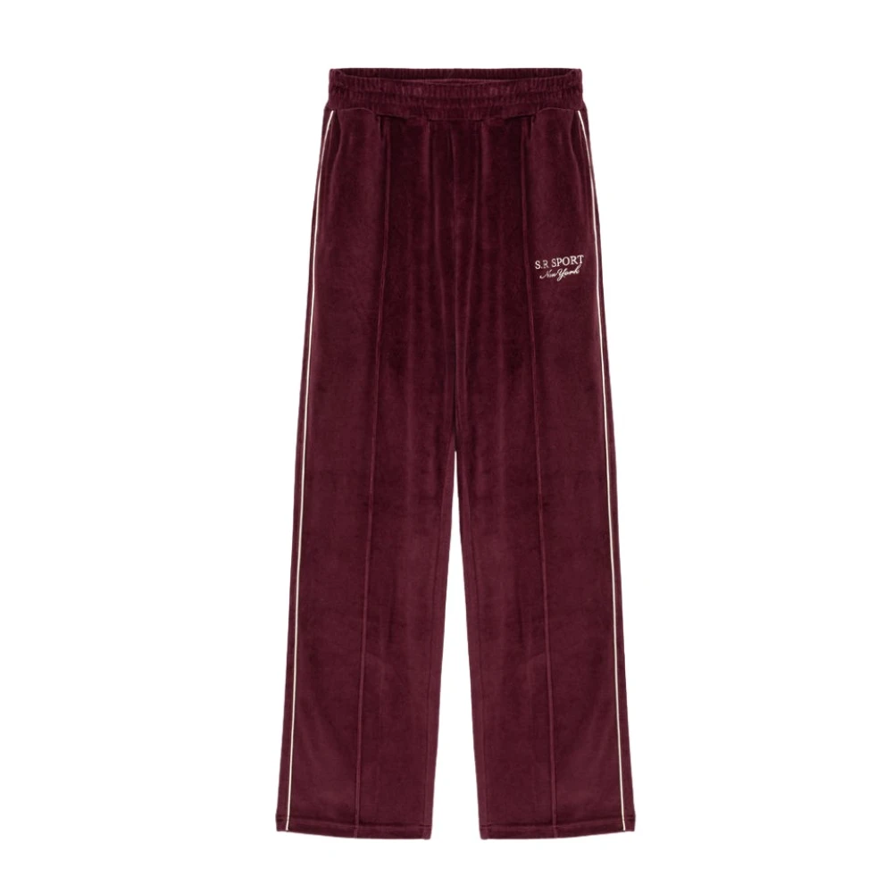 Sporty & Rich Flared Velour Track Pants Red Dames