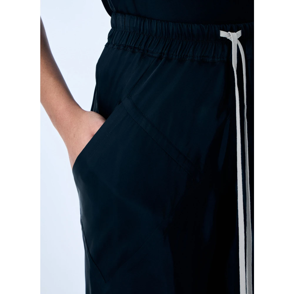 Rick Owens Satijnen Weefsel Panel Constructie Broek Black Dames