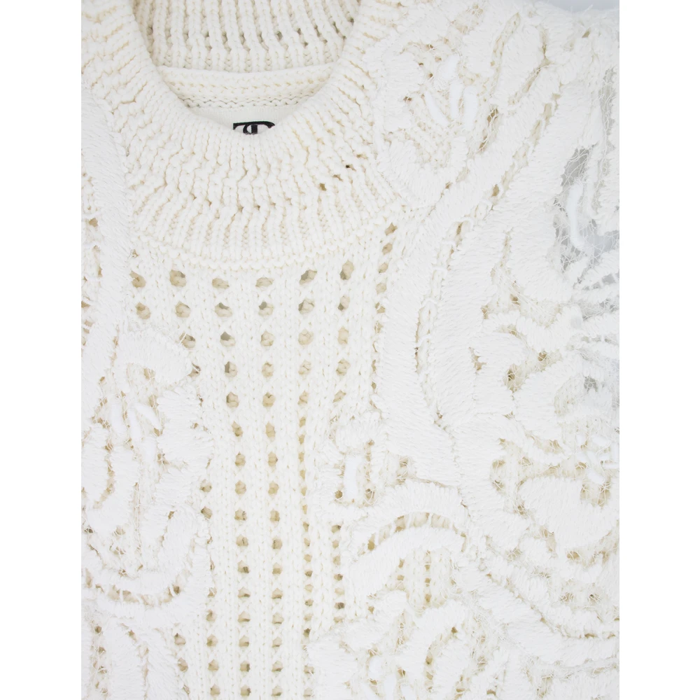 Ermanno Scervino Elegante Bloemen Gebreide Top White Dames