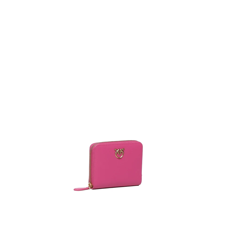 pinko Vierkante ritssluiting portemonnee met Love Birds Diamond Cut plaque Pink Dames