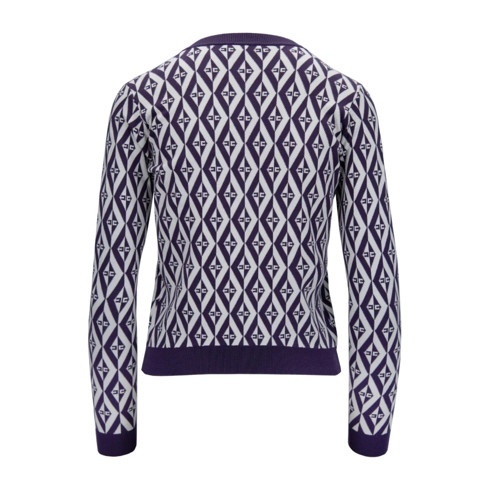 Elisabetta Franchi Logo Patroon Knoop Cardigan White Dames
