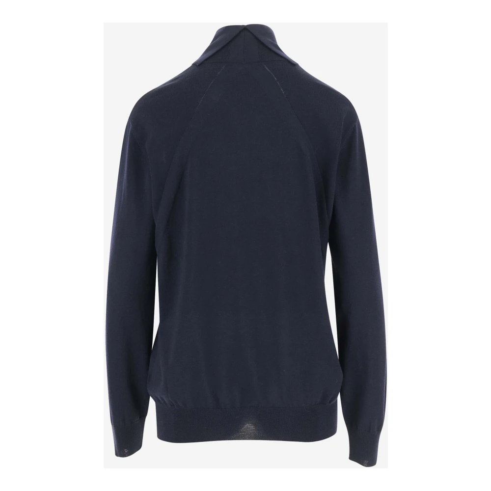 Jil Sander Wollen Pullover Hoge Hals Marineblauw Blue Dames