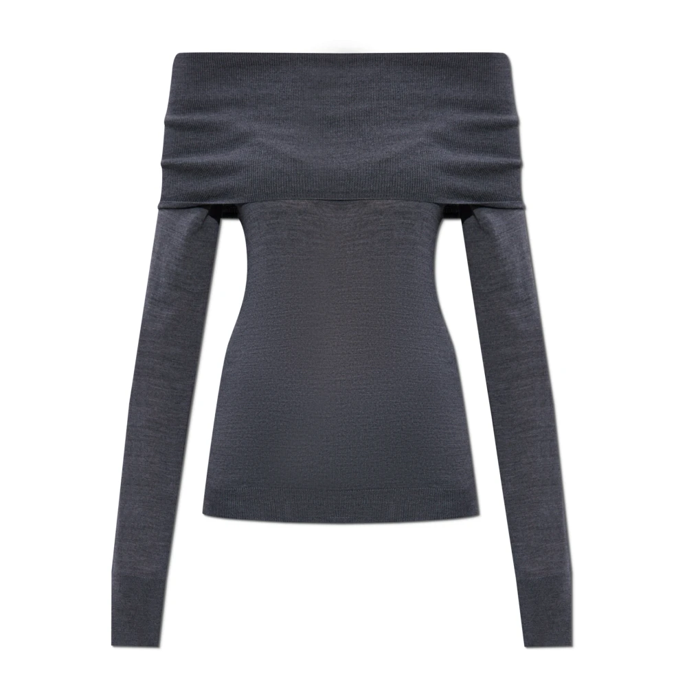 Stella Mccartney Women's Gray Wool Jumper - Round-Neck Knitwear - M - Knitwear