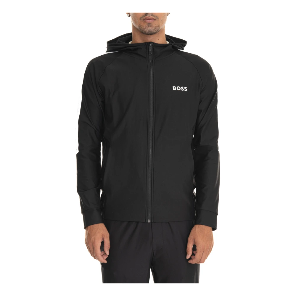 Boss High-Tech Hoodie met Rits Black Heren