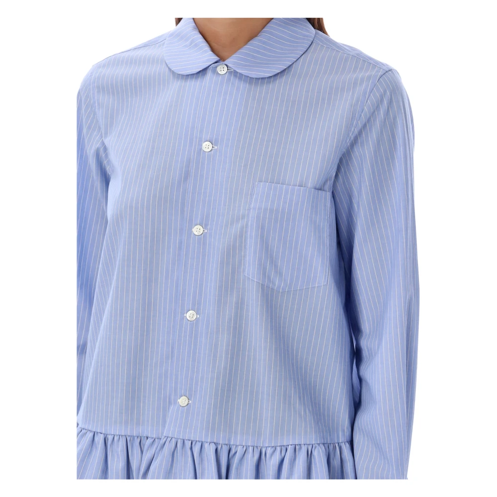 Comme des Garçons Geruite Gestreepte Shirt Blauw Wit Blue Dames