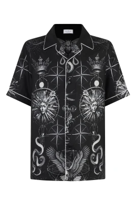 Silk Bowling Shirt All-Over Tattoo
