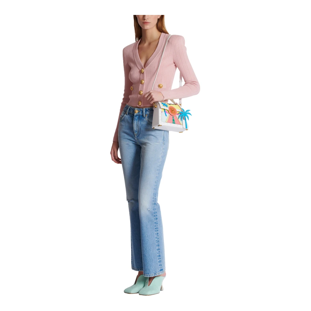 Balmain Wijduitlopende denim jeans Blue Dames