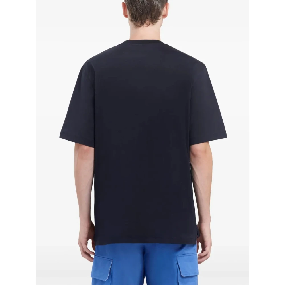 Marni T-shirt met bedrukt logo in zwart katoen Black Heren