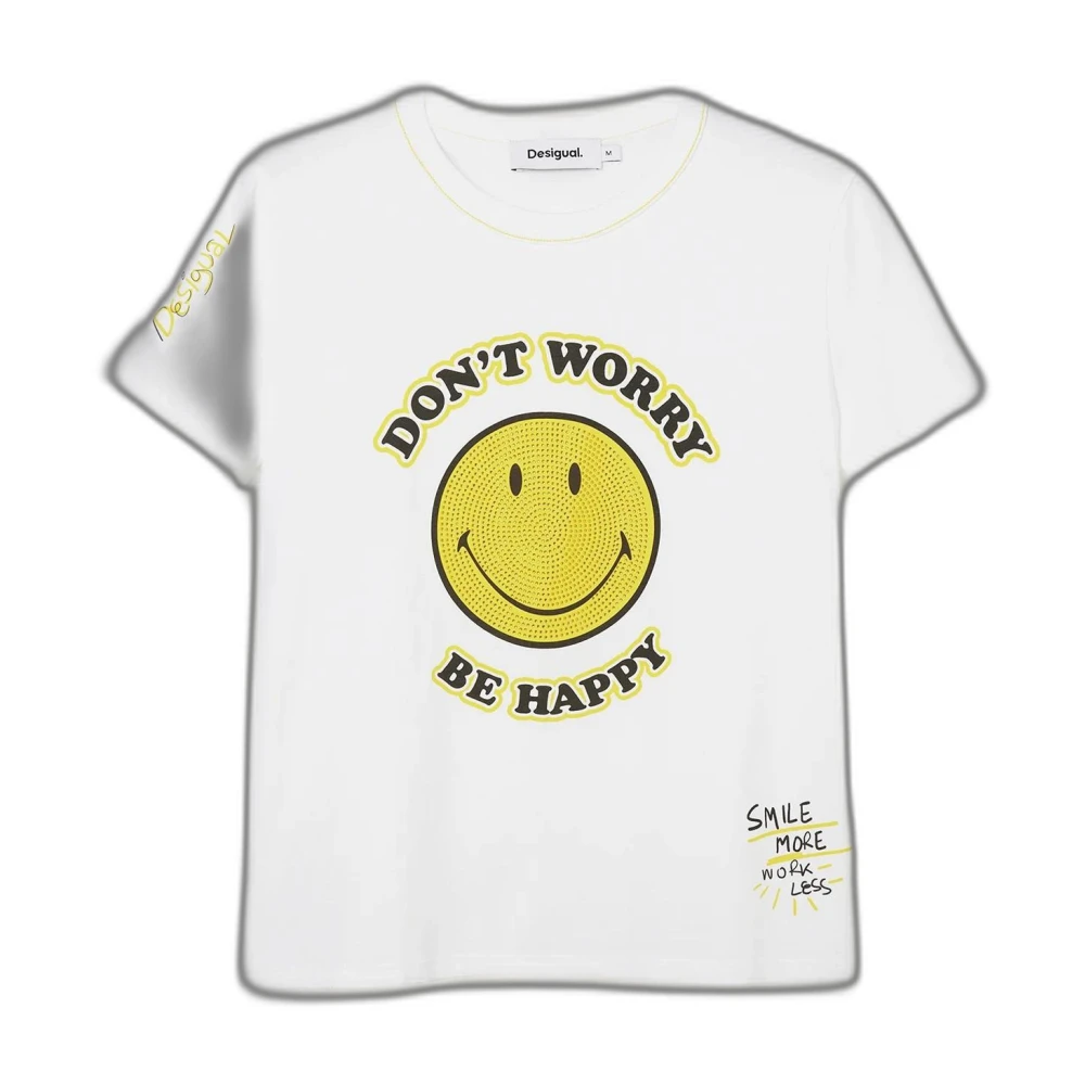 Desigual Smiley Lente Zomer Dames T-Shirt White Dames