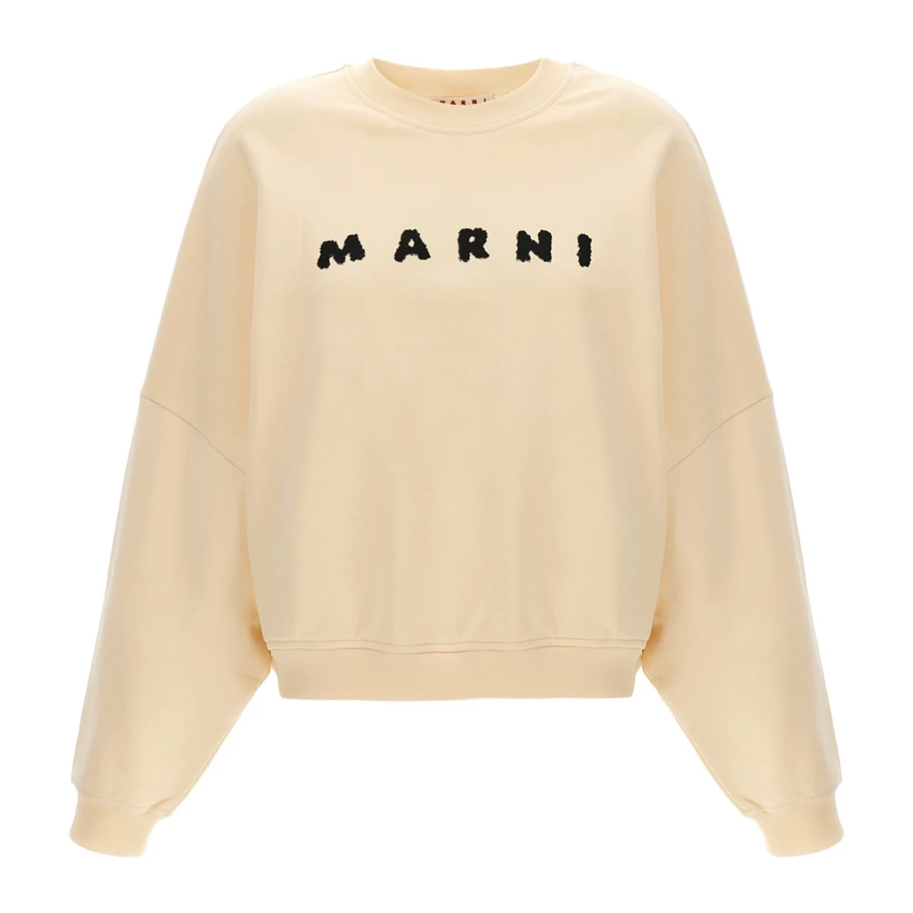 Marni Women's White Logo Crewneck Sweatshirt - Sweatshirts - Xs - Sweatshirts & Hoodies