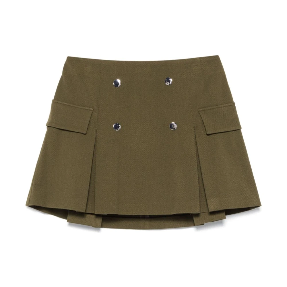 Staud A-Lijn Mini Rok met Metalen Snaps Green Dames