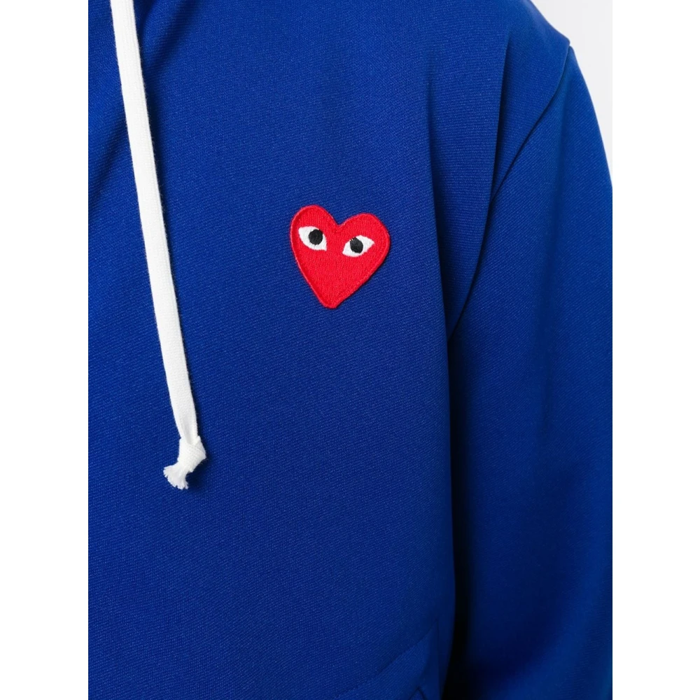 Comme des Garçons Play Blauwe Play Sweatshirt met Ritssluiting en Geborduurd Logo Blue Heren