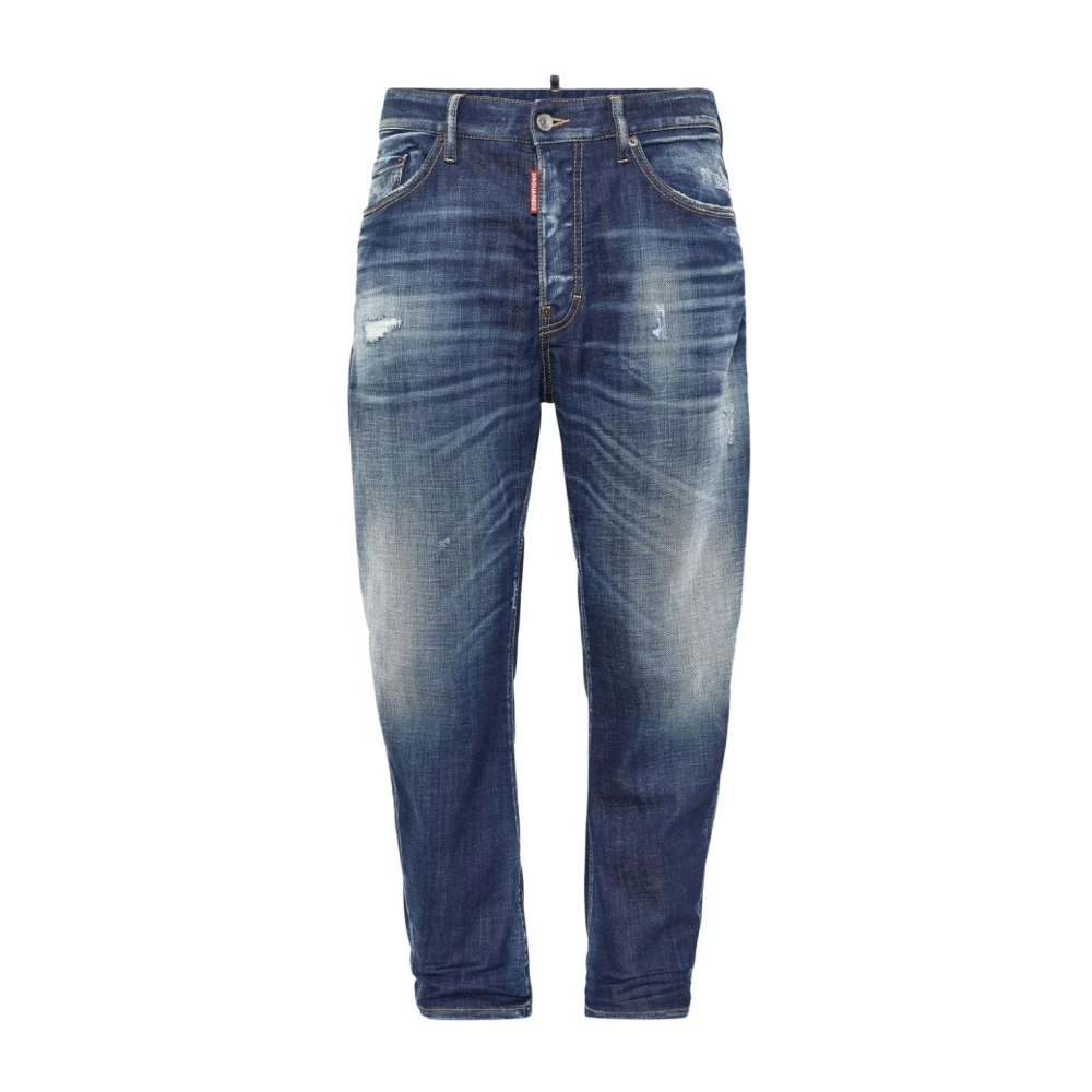 Dsquared2 Blauwe Denim Jeans Vervaagd Effect Blue Heren