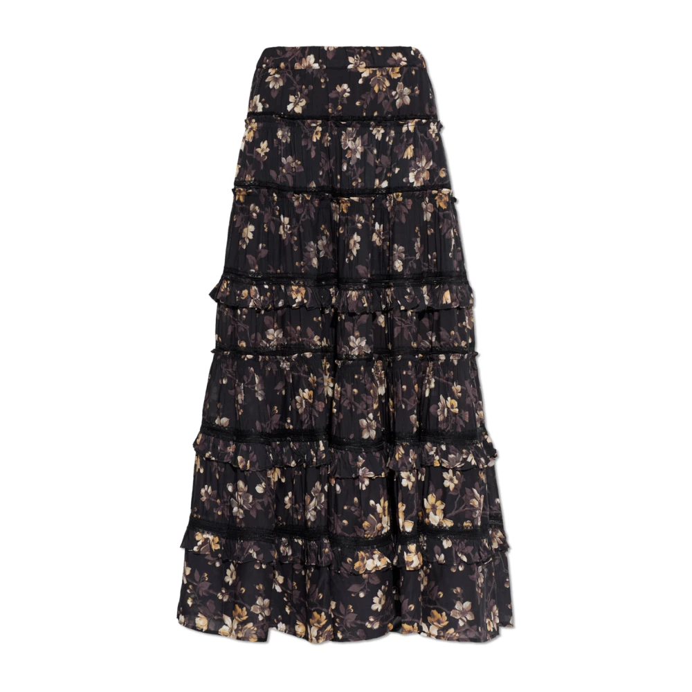 Allsaints Mujer Negro - Falda Midi Estampada Talia - Skirts - 2XS - Falda Midi Estampada Talia