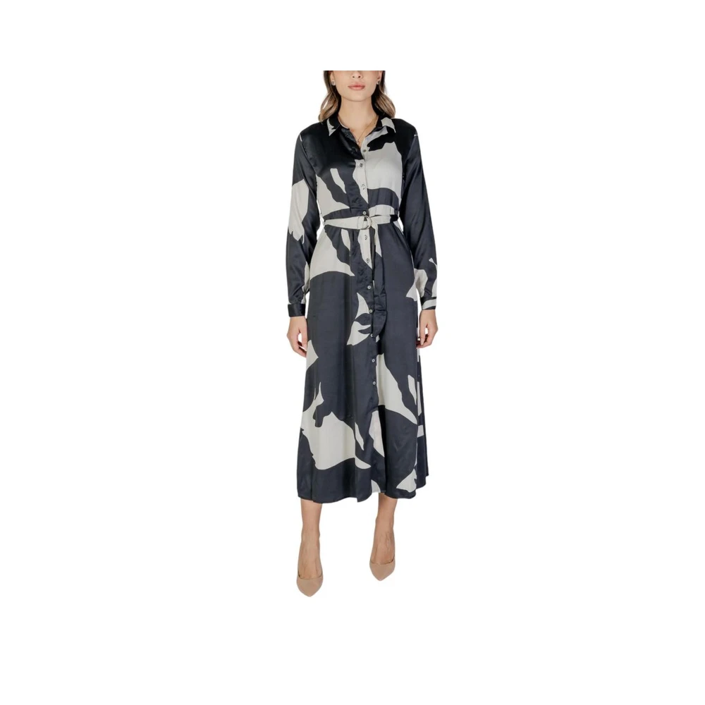 Only Zwarte Polyester Blend Jurk Herfst Winter Collectie Black Dames