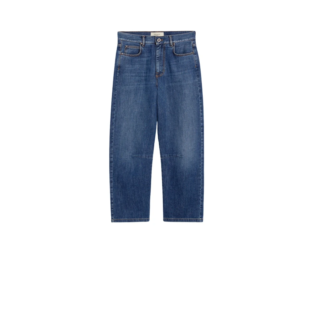 Weekend Max Mara, Jeans, Dam, M, Bomull, Barrel Leg Jeans med veckdetaljer
