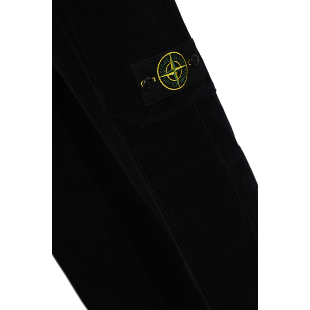 Stone Island Blauwe Corduroy Cargo Broek Blue Heren