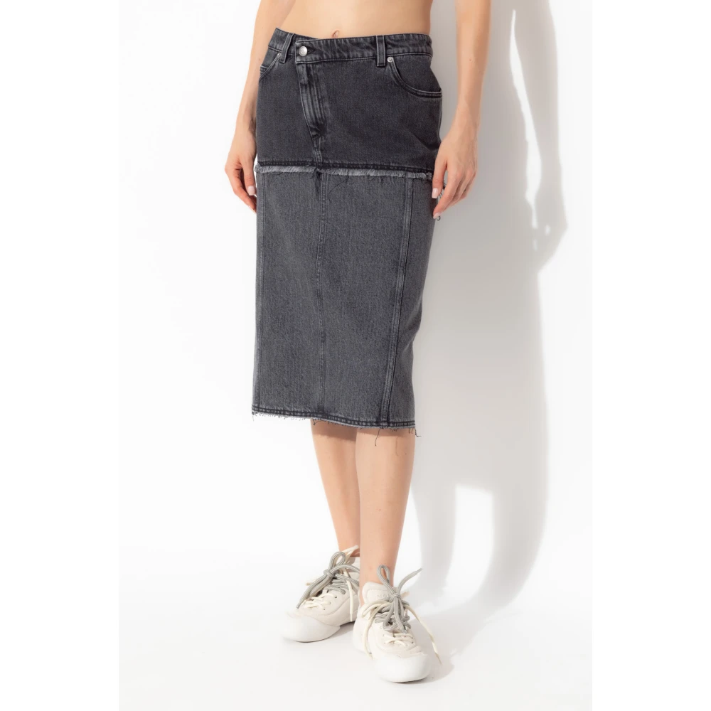 alexander mcqueen Denim Rok met Cut-Out Gray Dames