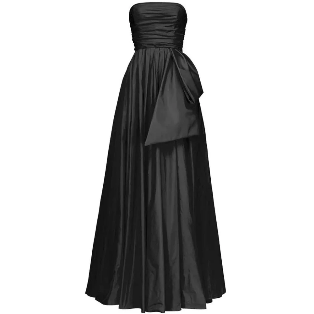 Pinko Zwarte Mouwloze Taffeta Lange Jurk Black Dames