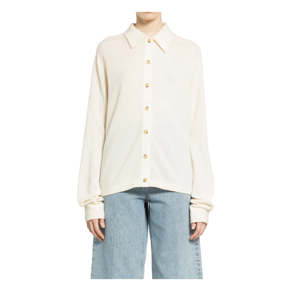 TotêMe Cashmere Raglan Mouw Gebreide Shirt White Dames