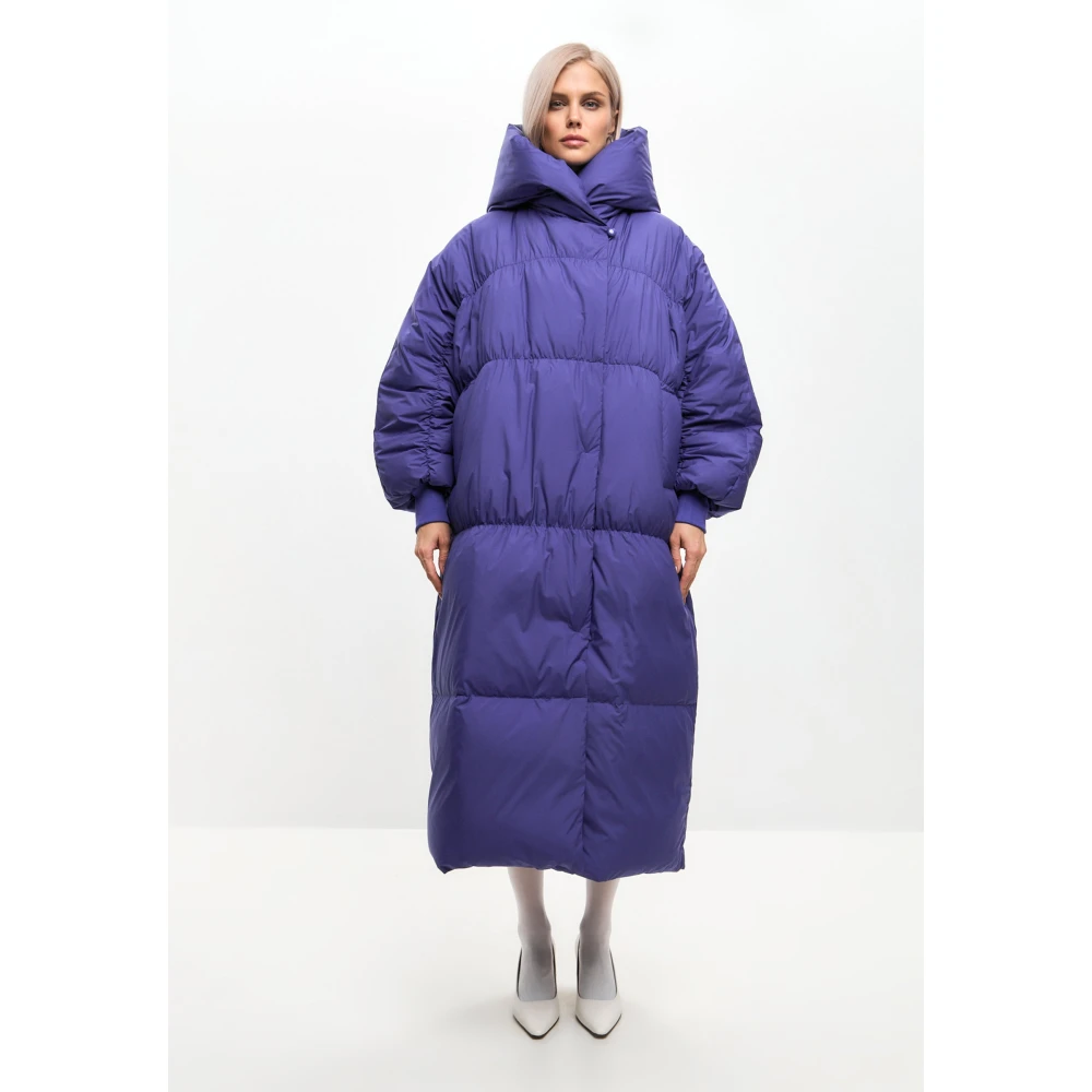 Cesare Gaspari Oversized Puffer Coat Violet Purple Dames