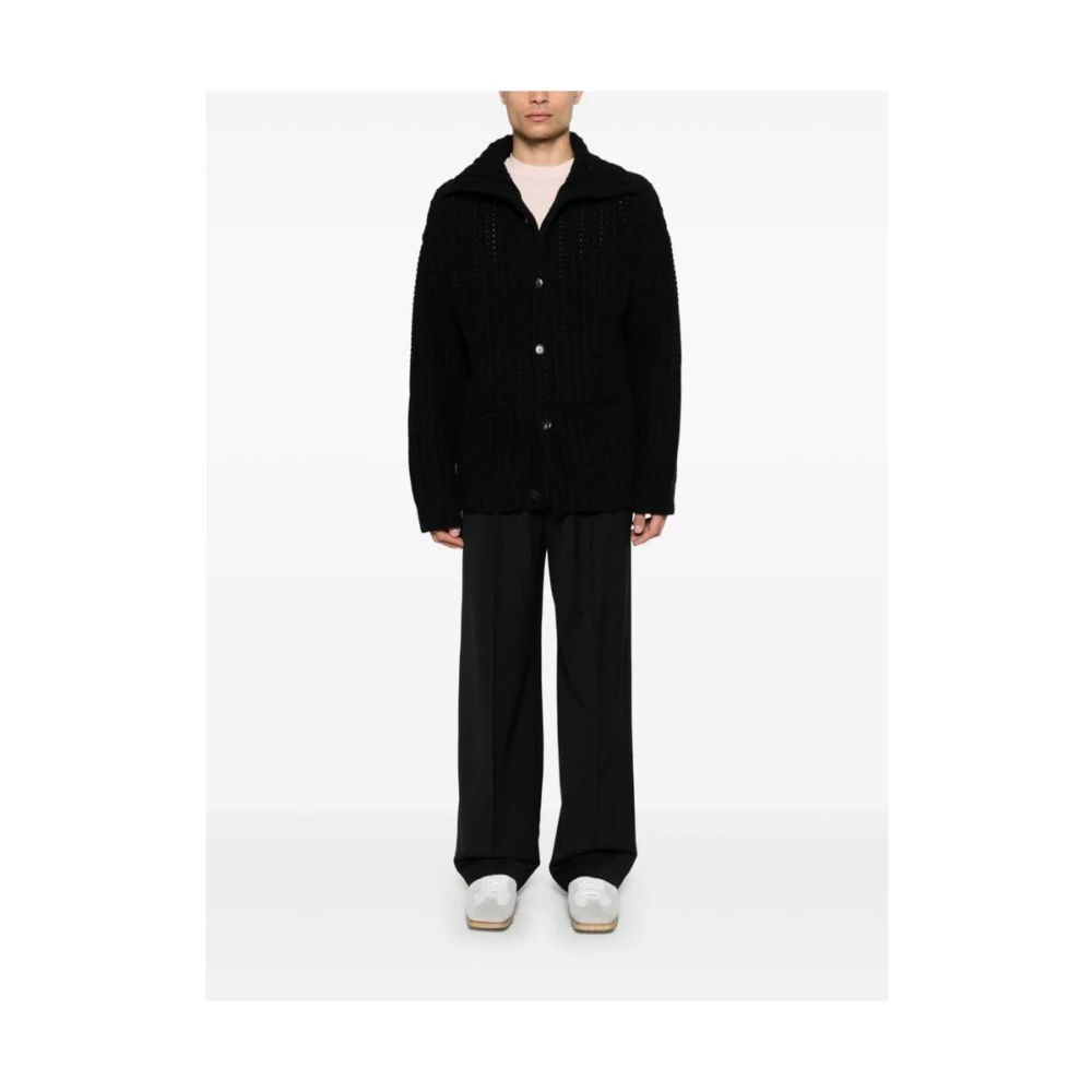 Laneus Grof Gebreide Zwarte Trui Black Heren