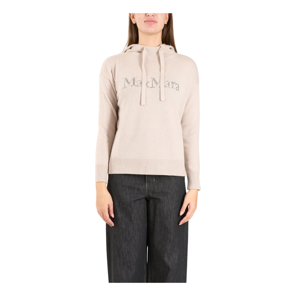 Max Mara Wollen Hoodie Gorizia Stijl Beige Dames
